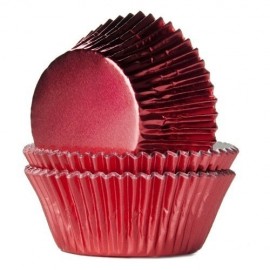 Cápsulas cupcakes Rojo metalizado. 24 uds