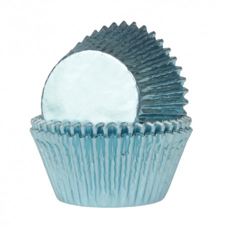 Cápsulas cupcakes Azul Bebe metalizado. 24 uds