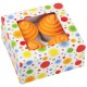 Caja Círculos para 4 cupcakes con inserto. Unidad