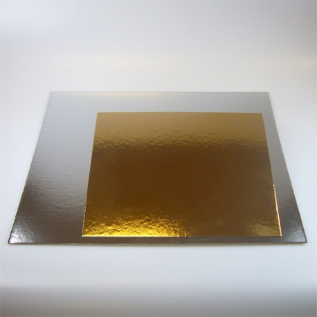 Base cuadrada para tartas Oro/Plata 20x20 cm