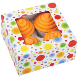 Caja Círculos para 4 cupcakes con inserto