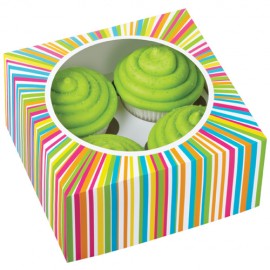 Caja Arcoiris para 4 cupcakes con inserto. Unidad