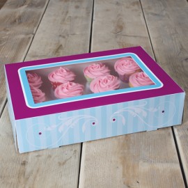 Caja Elegant para 12 cupcakes con inserto. Unidad