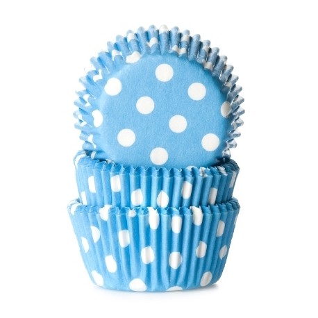 Cápsulas mini cupcakes Azules con lunares. 60 uds