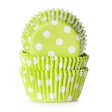 Cápsulas mini cupcakes Verdes con lunares. 60 uds