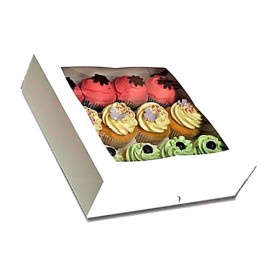 Caja blanca para 12 cupcakes con ventana. Unidad