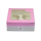 Caja para 4 cupcakes con ventana. Color rosa